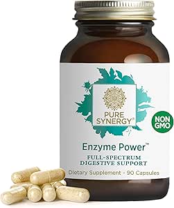 PURE SYNERGY Enzyme Power ← Enzyme Suplemento Digestive Enzymes de Salud Digestiva con Nattokinase, Bromelain y Serrapeptase tención para la Salud Digestiva y Gut (90 cápsulas)