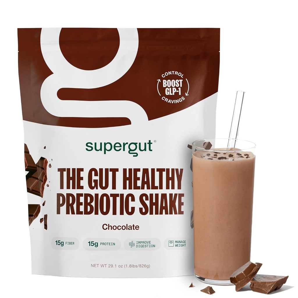 Supergut Prebiotic Shakes | Meal Replacement | Boost GLP-1 | High Protein and Fiber | No Added Sugar | Keto Food, Meal, Snack (Chocolate, 14 Servings)