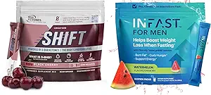 Real Ketones Intermittent Fasting Drink Mix Bundle for Weight Loss Support Black Cherry Shift Electrolytes ' Intermittent Fasting Electrolytes for Hombres with BHB Exogenous Ketones (30 Cuenta cada uno)
