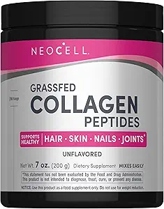 Peptides Super Collagen NeoCell, Peptides Collagen 10g por Serving, Gluten Free, Keto Friendly, Non-GMO, Grass Fed, Cabello Saludable, Esquí, uñas y articulaciones, Polvo Desflavorado, 7 oz., 1 Canister