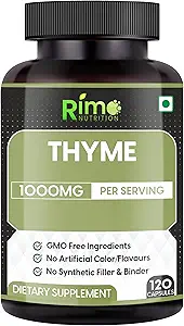 Tume Herbal Suplemento Vegetarian Capsules (Thymus Vulgaris) Hoja seca (120 cápsulas) 1000mg Por Serving