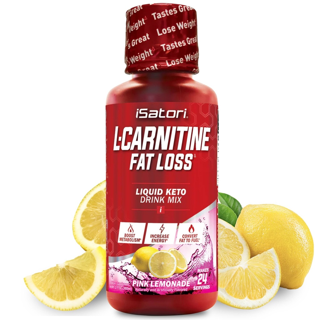 iSatori L-Carnitine 1500, Triple-Blend Liquid L Carnitine Supplement, with Acetyl & Tartrate, Stimulant Free Energy, No Calories, Sugar or Gluten, Keto-Friendly, Pink Lemonade (24 Servings)