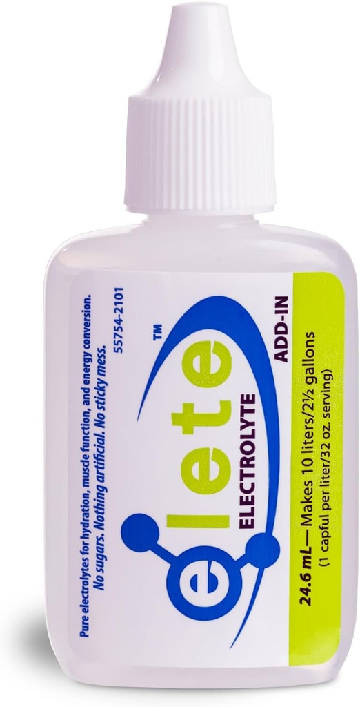 elete – Electrolyte Add-In – 1 botella de bolsillo – 4 electrolitos esenciales Concentrate – Todo natural – Transforma cualquier bebida en una bebida deportiva – 24.6mL