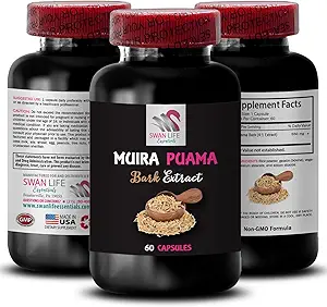 Complejo de Apoyo Energético - Muira PUAMA BARK Extract - Elevador de Energía Mente, Energizante Natural, Soporte de Fuerza de Todos los días, Conducción Botánica, Equilibrio Boost Blend, Adventure Readiness 1 Bottle 60 Capsules