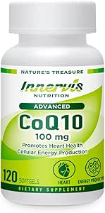 CoQ10 100mg – Heart & Energy Support with Powerful Antioxidant, 120 Softgels, Easy-to-Swallow | Innervis Nutrition