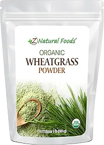 Z Natural Foods Organic Wheatgrass Powder, Green Superfood Powder for Smoothies, Jugos, Shakes y Recetas, Nutrient-Rich Powder, 100% Puro, Raw, Non-GMO, Vegan, Gluten-Free, 87 Servings, 1 lb