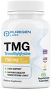 Laboratorios de Puregen TMG 750 mg – Suplemento Trimetilglycine – Alienta los niveles de Homocysteine saludables, no GMO, NO Gluten y Dairy TEN Made in USA - 60 cápsulas vegetarianas