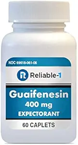 Fiable-1 Laboratorios Guaifenesin 400 mg Caplets Cough and Mucus Relief Silencioso expectorante para la congestión de pechos