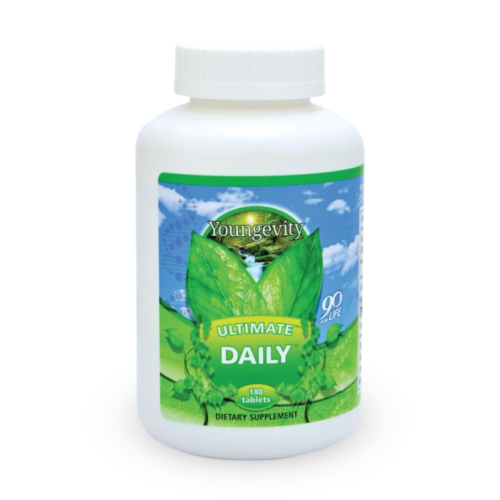 Youngevity Ultimate Daily Mega Multivitamin - 20+ Vitaminas y Minerales w/ CoQ10 - Vitaminas A, C, D, E, Zinc, Folate, Selenium, Calcio, Cromo y Más - Alta Aborción -180 Tabletas (Pack of 1)