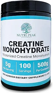 Cretina Monohydrate Micronized Powder Desarrollado 500G, 5000mg Por Serv (5g), 100 Servings