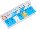 Pill Organizer 7 Day, Pill Box 2 Times a Day AM Pill Case, Weekly Pill Container Portable Travel Medicine Box for Vitamins and Supplements (Blue-White)
