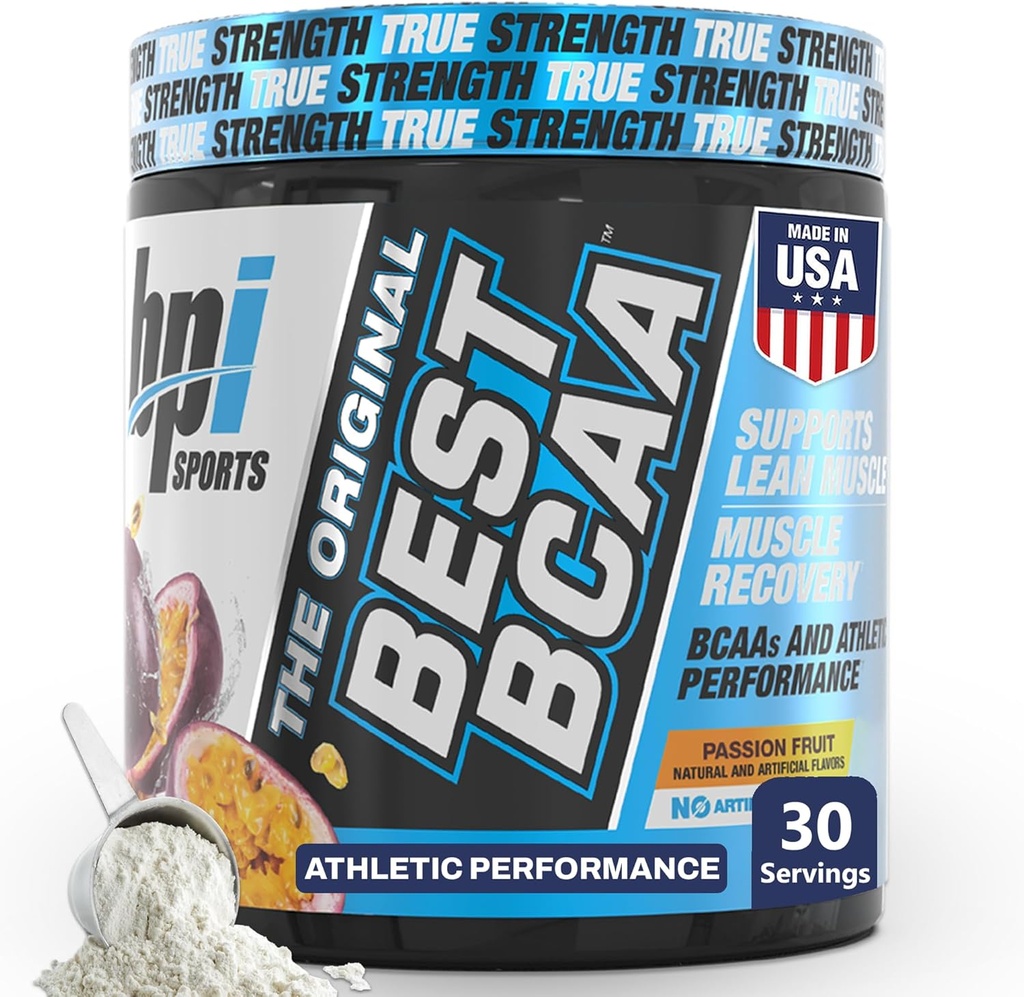 BPI Sports Best BCAA Powder - Muscle Recovery Support - Branched Chain Amino Amino Acids ¦ Building Blocks of Protein and Muscle - Post Workout Recovery – Hydration - Passion Fruit, 30 Servings