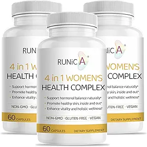 4-in-1 Women’s Hormonal Balance Complex | Rosehip, Pueraria & Evening Primrose with Soy Isoflavones | Menstrual Cycle, Menopause, Energy Level & Healthy Skin Support 180 Vegan Capsules