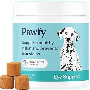 Pawfy Eye Support Soft Chews  Prevent Tear Stains ← Soporte Eyesight Silencio General Eye Health ← Luthein, Krill Oil &amp; Astaxanthin