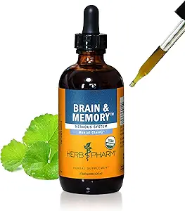Herb Pharm Brain and Memory Liquid Herbal Formula con Ginkgo para la memoria y la concentración, 4 Fl Oz