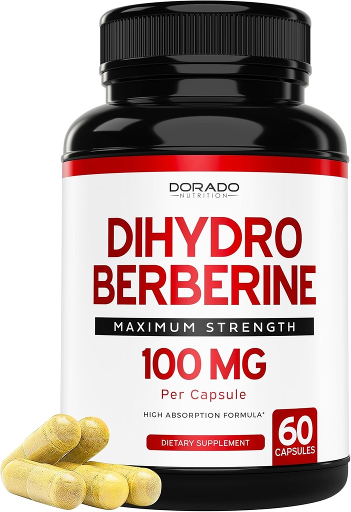 Dihydro Berberine Suplemento 100mg, 60 capsules (Patented GlucoVantage Super Berberine con 5X Más Eficaz que la beerina con efectos secundarios menos) - Tercera Parte testado, Vegan &amp; USA Made