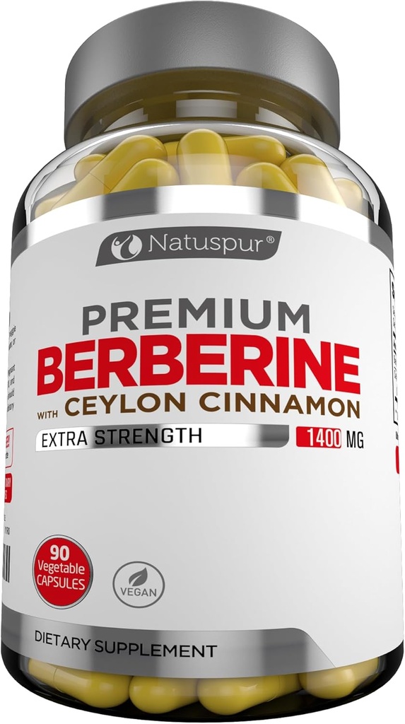Premium Berberine HCL Plus Ceylon Cinnamon 1400mg – Berberine HCI Root Suplemento