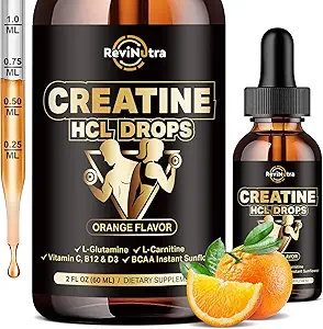 Cretina HCL gotas líquidas para hombres &amp; mujeres, 1500 mg de clorhidrato de crema líquida, alta absorción, 2 Fl Oz Orange Flavor
