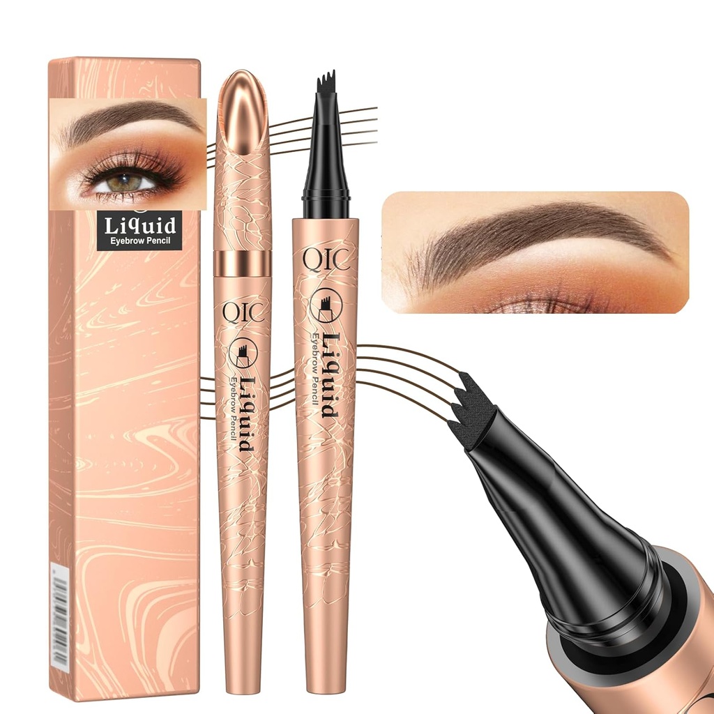 Q706 Eyebrow Pen, 4 Tipped, Precise, Long-lasting, Waterproof Eyebrow maquillaje (2#Dark Brown)
