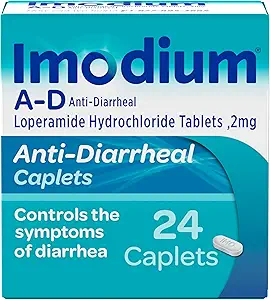 Imodium A-D Diarrhea Relief Caplets with Loperamide HCl, Anti-Diarreal Medicine to Help Control Symptoms of Diarrhea Debido a la diarrea aguda, Traveler's Diarrhea, HSA/FSA Eligible, 24 ct