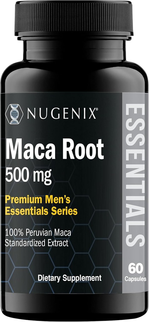 Nugenix Essentials Maca Root Powder Capsules - 100% Peruano Maca Extract, Peruano Ginseng, MacaPrime - 60 Conde