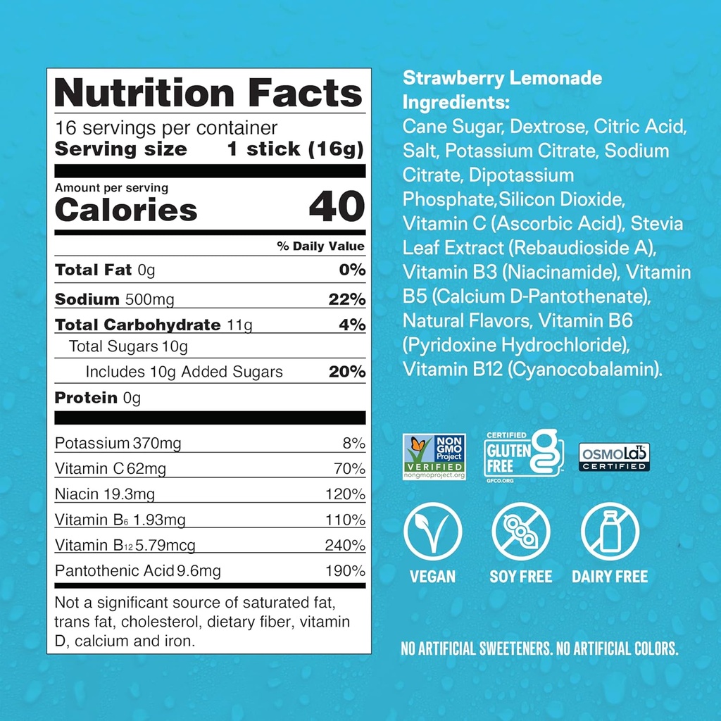 Líquido I.V.® Hydration Multiplier - Strawberry Lemonade  durable Electrolyte Powder Drink Mix TEN 1 Pack (16 Servings)