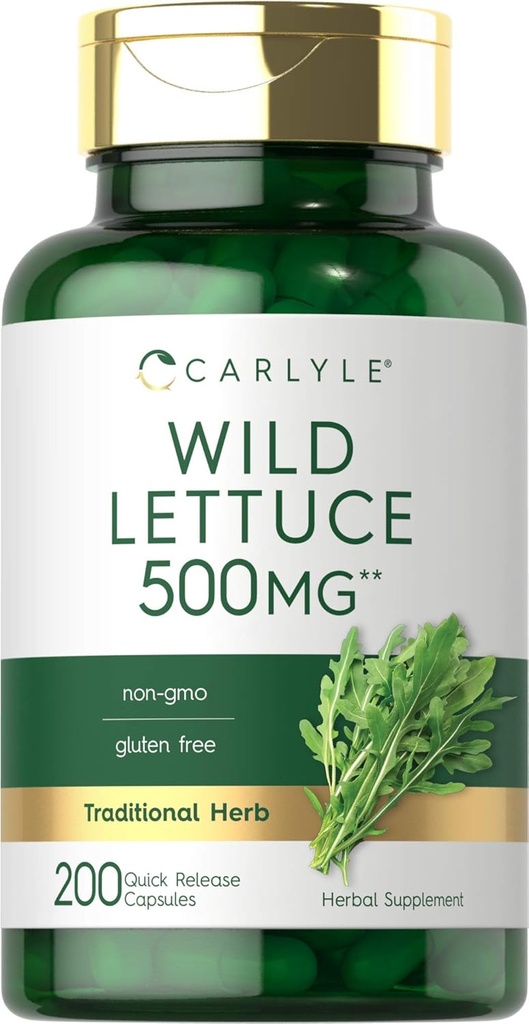 Carlyle Wild Lettuce Extract 500mg ← 200 Capsules ← Non-GMO, Gluten Free Supplement