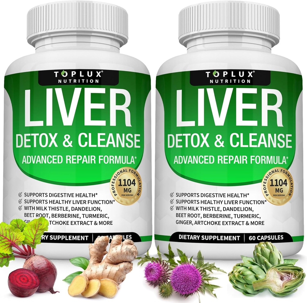 Liver Cleanse Detox " Repair Formula Liver Detox Suplemento – Milk Thistle with Dandelion, Artichoke, Turmeric, Beet Root, Turmeric " More for Natural Fast Herbal Cleaning Non-gmo Vegan 60 cápsulas