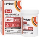 Ombre 3-en-1 Probiótico, Prebiótico y Postbiótico para Salud Digestiva " Gut Health - 45 billón CFU - Bloating, Constipation " Gas Relief - Metabólico " Immune Support for Women " Men, 30 Day Supply
