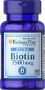 Puritan's Pride Biotin 7500 mcg, Healthy Hair Support, 100 Cuenta, 100 Cuenta (Pack of 1)