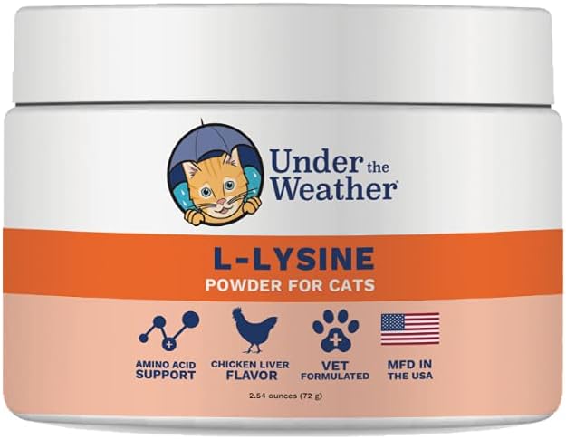 Bajo el Clima Pet L-lysine Powder Cat Suplemento Silencio Natural Vet Formulado Lysine Powders for Cats and Kittens ← promueve Balance Healthy Immune Support and Boost Global Health Response (2.54 Oz)