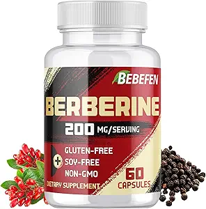 Beberine HCL Suplemento 2000mg - Apoyos Sistema Inmunitario, Salud Cardiovascular - Non GMO TEN Gluten Free
