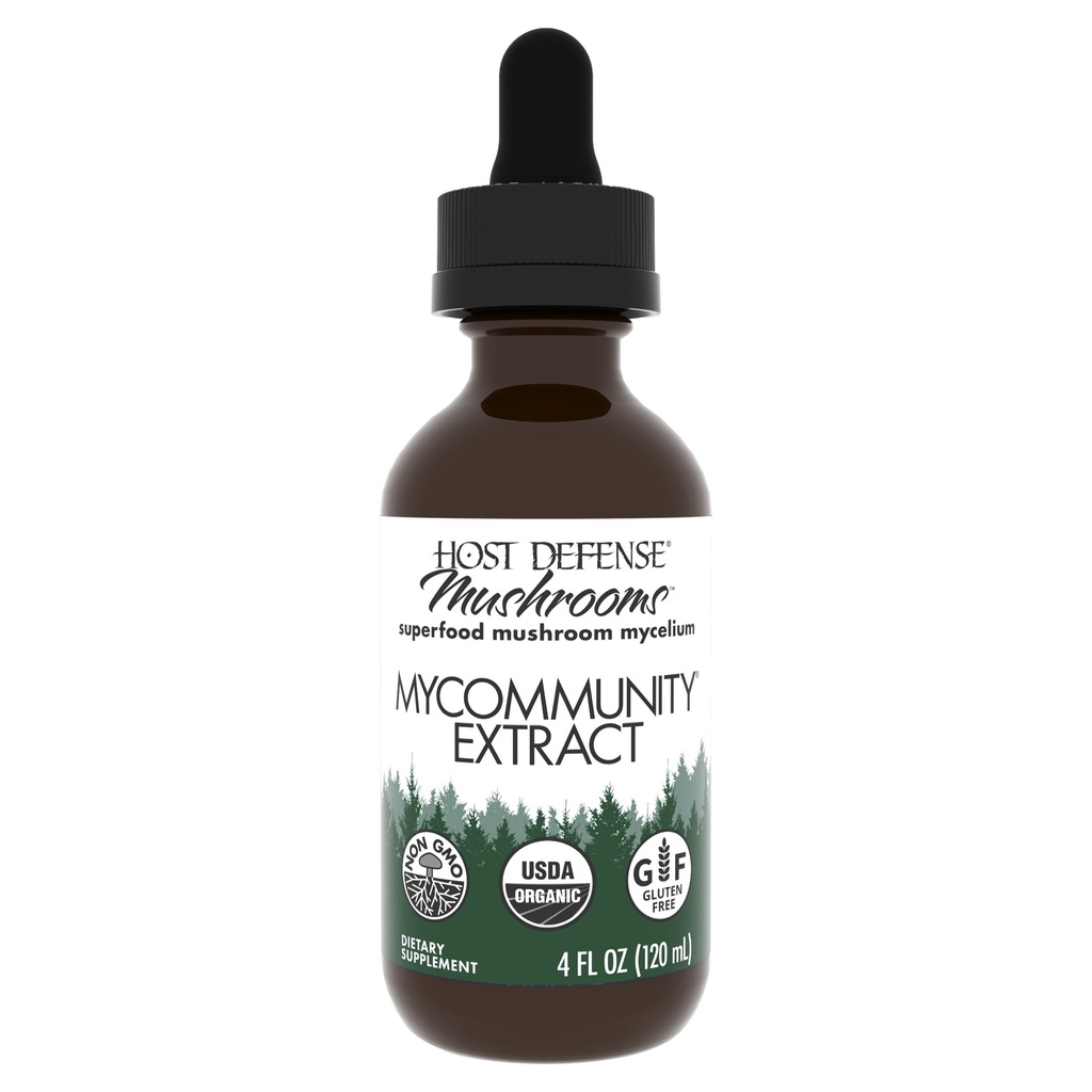 Anfitriona Defensa MyCommunity Extract - 17 Especies Blend Mushroom Supplement for Immune Support - Extract with Lion's Mane, Reishi. Chaga, Cordyceps, Turquía Tail &amp; Más - 4 fl oz (120 Servings)*