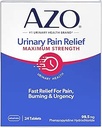 AZO Urinary Pain Relief Maximum Strength, Fast relief of UTI Pain, Burning &amp; Urgency, Targets Source of Pain, #1 Most Trusted Brand, 24 Tablets