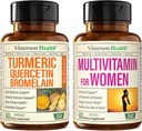 Quercetina con bromelaina " Curcumina Turmérica " Multivitamina completa para mujeres