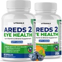 AREDS 2 Vitaminas Oculares - Lutein, Zeaxanthin, Bilberry, Astaxanthin Mineral Vision Suplemento - Apoya Estreno Ocular, Ojos secos, Presión y Visión Salud - Hecho en EE.UU. - 120ct