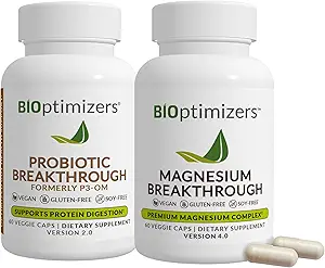 BiOptimizers - P3-OM (60 cápsulas) y Magnesio Breakthrough 4.0 (60 cápsulas) Suplemento Bundle