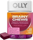 OLLY Focused Thinker Brainy Chews, Omega-3 ALA, Vitaminas B6 &amp; B12, Plus Thai Ginger Extract for Alertness, Concentration " Cognitive Performance Support, Vegetarian, Raspberry, 20 Conde