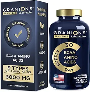 Aminoácidos esenciales Suplemento para Hombres y Mujeres - Todos 9 BCAAs EAA Suplementos Fórmula - Leucine Amino Acid, Lysine, Tryptophan, Advanced Amino Complex - 120 Vegan Capsules