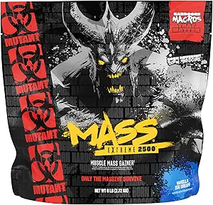 Mutant Mass Extreme Gainer – Whey Protein Powder – Build Muscle Size and Strength – High Density Clean Calories (Vanilla Ice Cream, 6 lbs)
