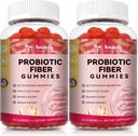 9-en-1 Gummies de fibra probiótica para adultos " adolescentes 16G fibra por ser, suplemento de fibra de Psyllium con 5 millones de francos CFU Bacillus Coagulans, Inulin, ACV para digestivo, Gut &amp; Immune Wellness - 2 Botellas