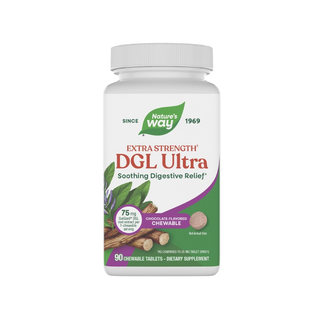 Camino de la Naturaleza DGL Ultra Extra Strength**, Extracto de Licorice Premium, Alivio Digestivo calmante*, con Gutgard, Vegan & Gluten Free, Chocolate Flavored, 90 Tabletas Chewable (Paquete May Vary)