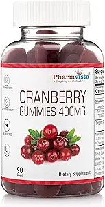 Cranberry Gummies for Kids &amp; Adults 400mg-Gluten Free Allergen Free Nutrient Rich Vegan Supplement -Cranberry Chews-90 Count