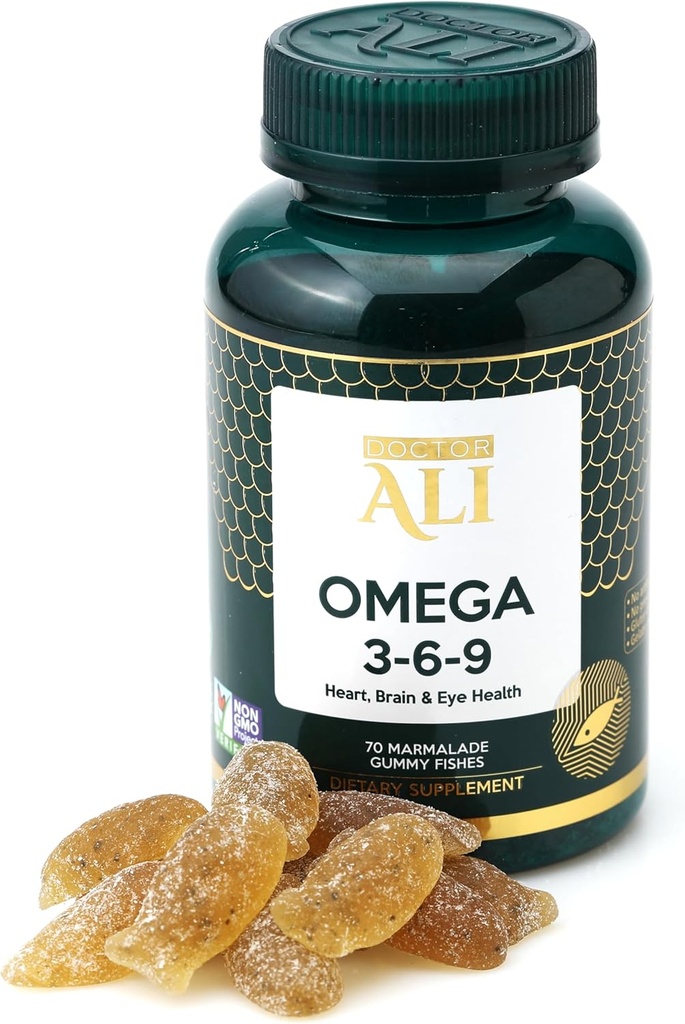 Doctor ALI - Vegan Omega 3-6-9 Gummies ← Fish-Free, Non-GMO, Organic Ingredients ← Brain, Heart &amp; Vision Support for Adults &amp; Kids ← Gelatin-Free TEN Gluten-Free TEN 70 Conde