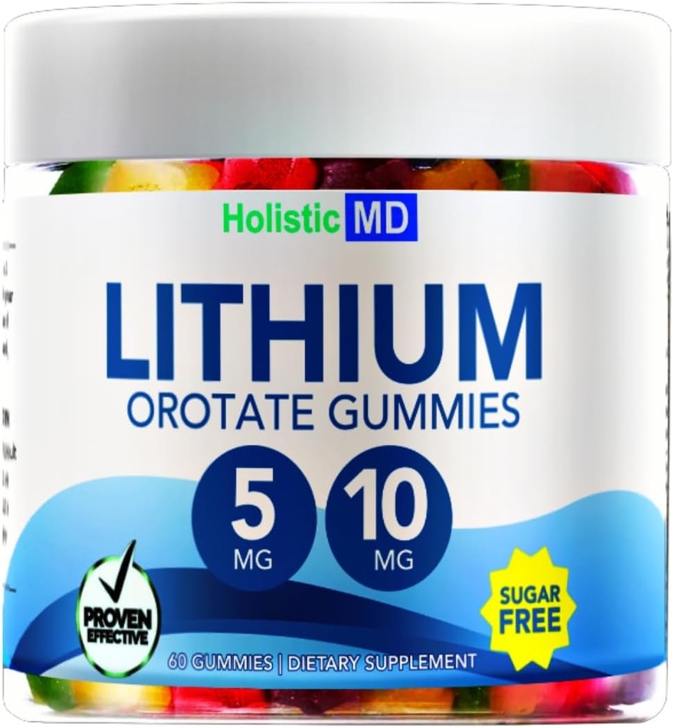 Lithium Orotate 5mg 10mg  for Men Women Kids ← Lithium Orotate clinicly Studied Chelated High Biovalable ← 3 Flavors Sugar Free Vegan Gummies 60 ct