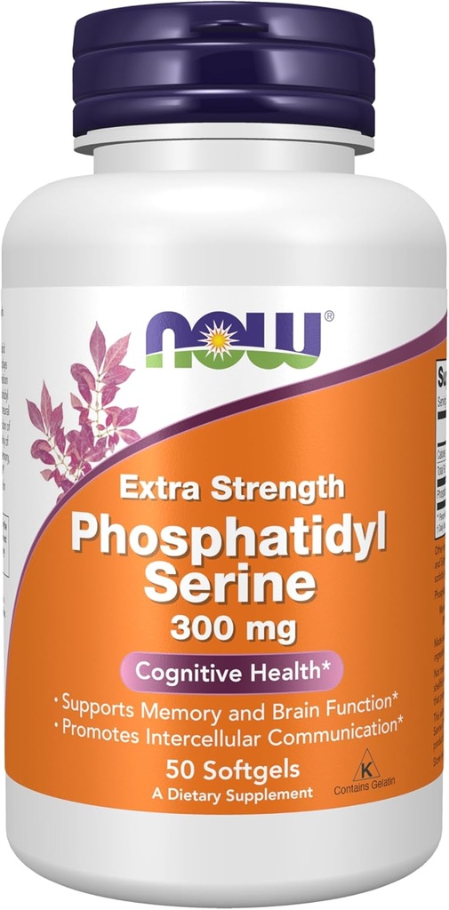 AHORA Suplementos, Phosphatidyl Serine 300 mg, Extra Strength, con compuesto fosfolípido derivado de Soy Lecithin, 50 Softgels