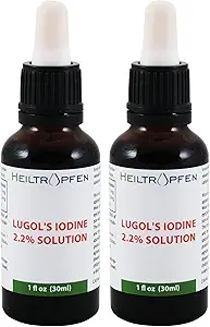 2X 2,2% Solución de yodo de Lugol 2x1 Fl Oz - 2x30 ml ← Ingredientes de Grado Farmacéutico ANTE Solución de Lugols Hecho con Iodo y Potasio Ioduro ANTE Conjunto de dos botellas ANTE Heiltropfen®