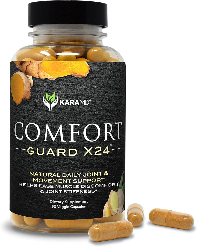 KaraMD Comfort Guard X24 | Joint & Movement Support Supplement | Turmeric Curcumin, Boswellia & Ginger | Ease Muscle Discomfort & Joint Stiffness | Non-GMO, Gluten Free & Vegan Friendly (30 Servings)