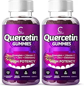 Quercetina Gummies - Quercetina con Bromelaina, Vitamina C, Zinc " Elderberry, Extra Strength Immune System Booster, Lung Support Supplement for Adults Kids - 60 Quercetin Gummies (2 Pack)