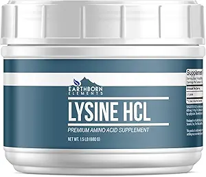 Elementos tercos Lysine HCL Powder (1.5 lb), Siempre puro, sin artillería o aditivos